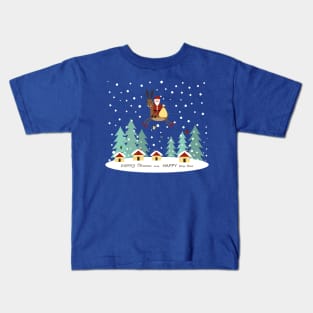 Santa Claus and reindeer with gifts Kids T-Shirt